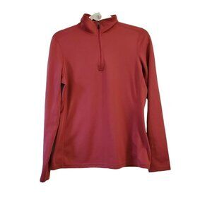 REI Womens Performance Shirt Medium Maroon 1/4 Zip Long Sleeve‎ Polartec Top